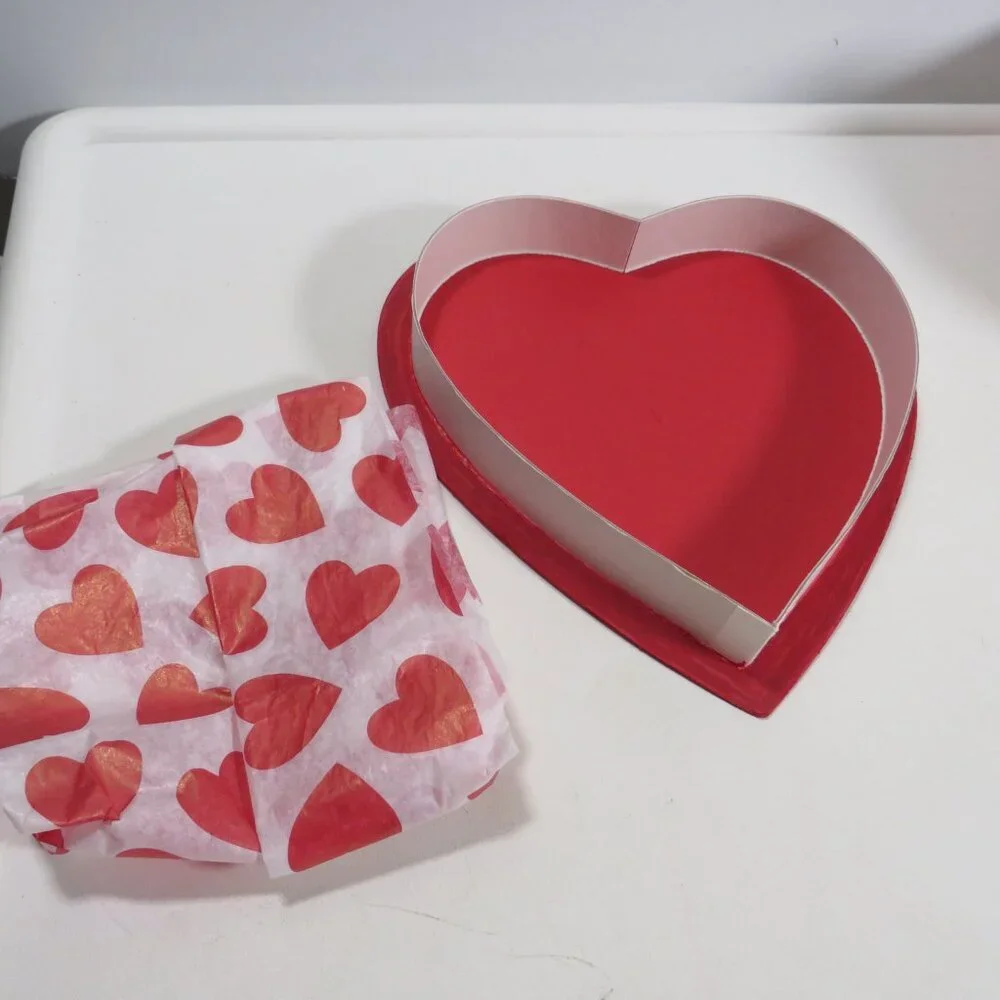 Red Candy Box Heart Gift Box with Bow & Tissue (EMPTY)